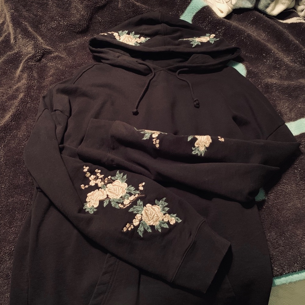 Black Floral Hoodie